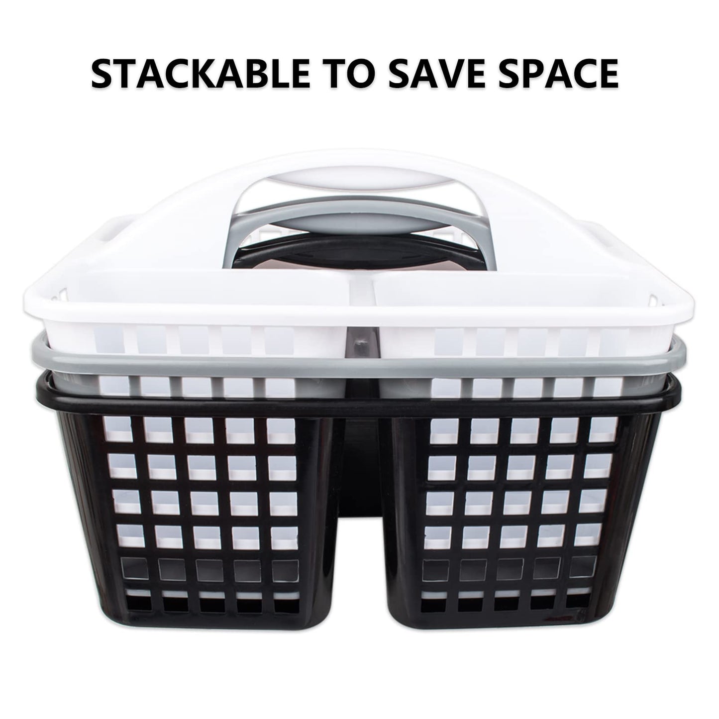 Portable Shower Caddy Basket Plastic Storage Basket with Compartments Grey