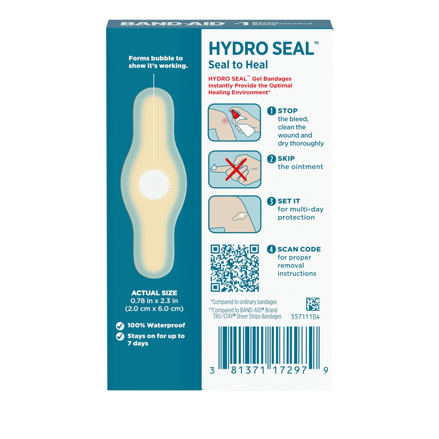 BAND-AID Brand Hydro Seal Adhesive Bandages, All One Size, 10 Count