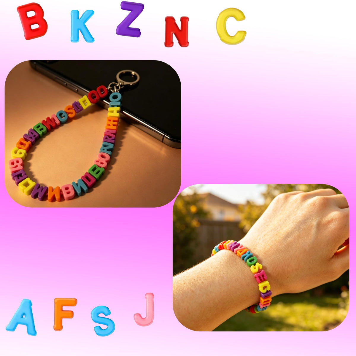 YMSDZHL Alphabet Bead A-Z 650Pcs Large 3D Bead for Bracelet Jewelry Making
