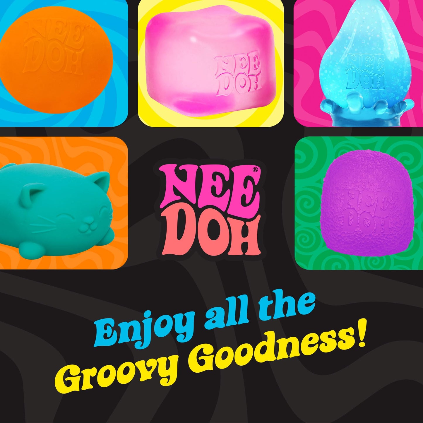 Schylling Needoh Teenie Color Change Needoh - Sensory Squeeze Toy - 4 Pack