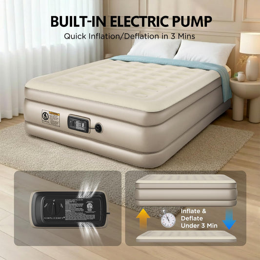 Simpli Comfy 18" Raised Double-High Queen Inflatable Air Mattress, 700lb