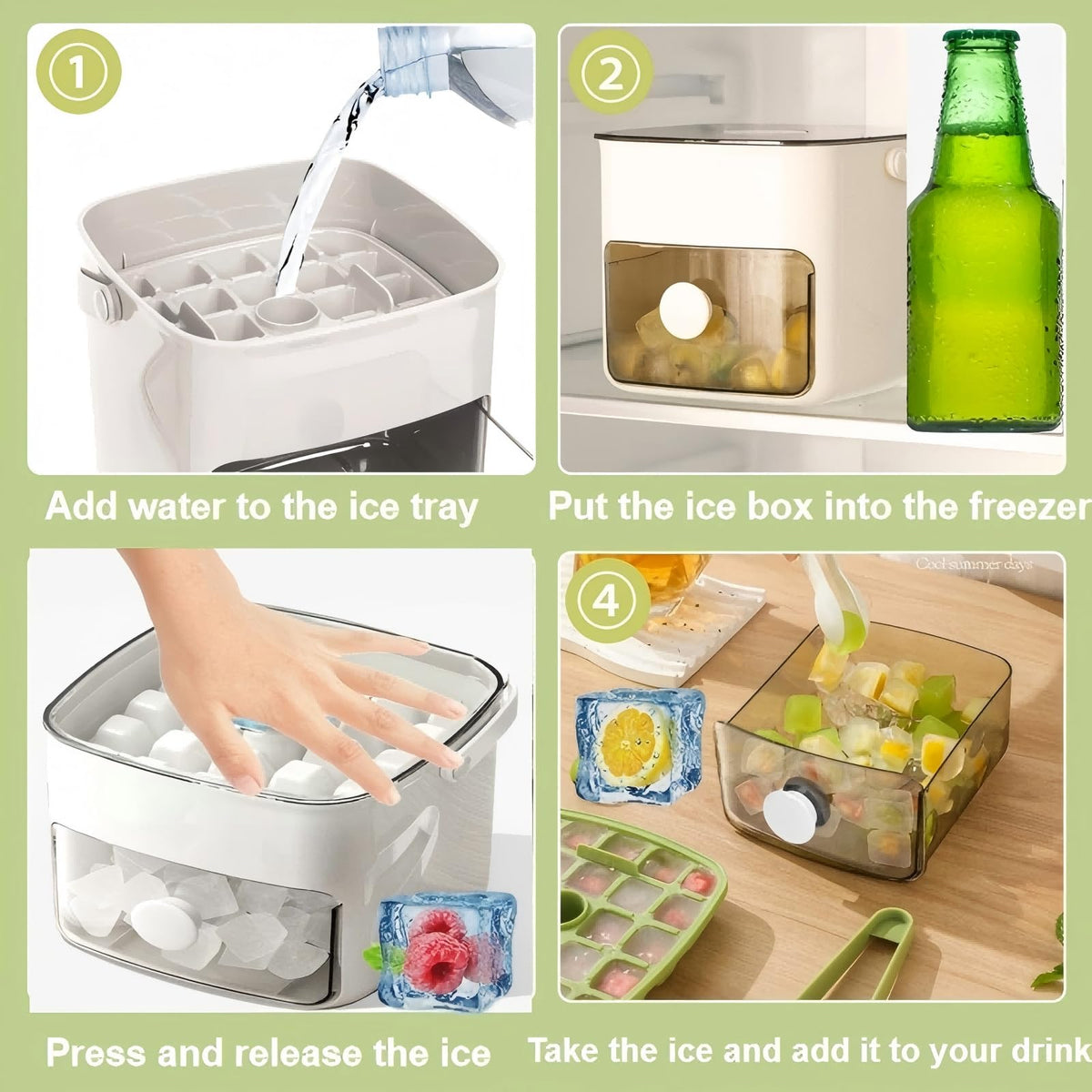 Ice Cube Tray with Lid & Bin Ice Maker Ice Trays for Freezer