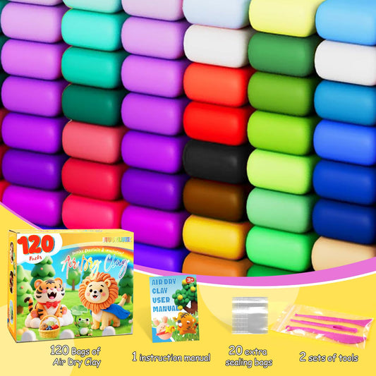 MuseLuxe 120 Colors Air Dry Clay Kit with Sculpting Tools