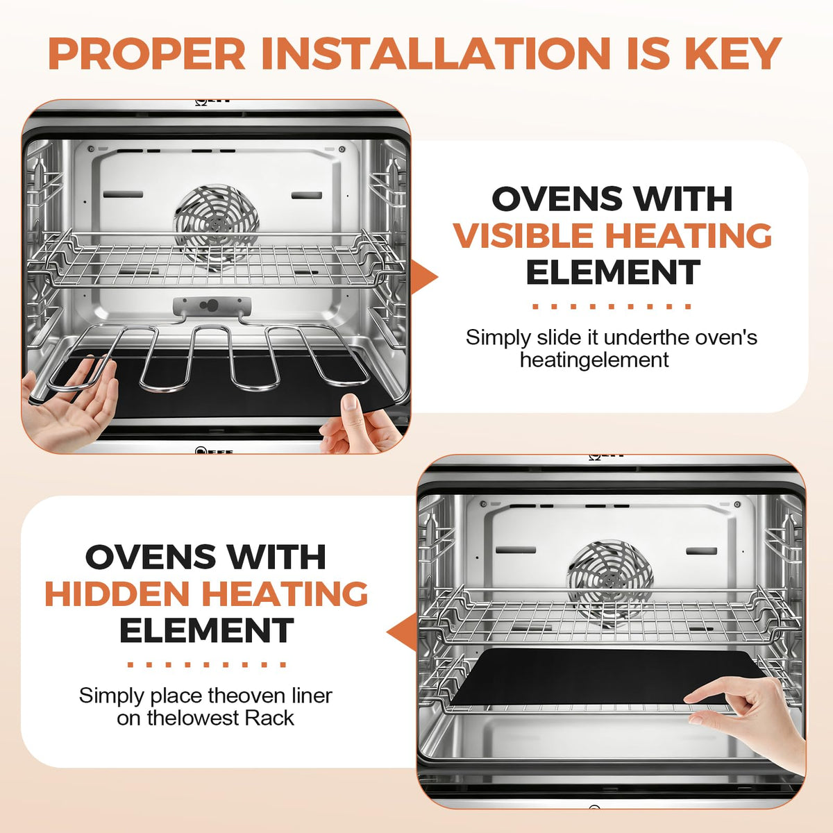 3 Pack Oven Liners for Bottom of Oven, 17"x 25" Non-Stick Reusable Oven Mat