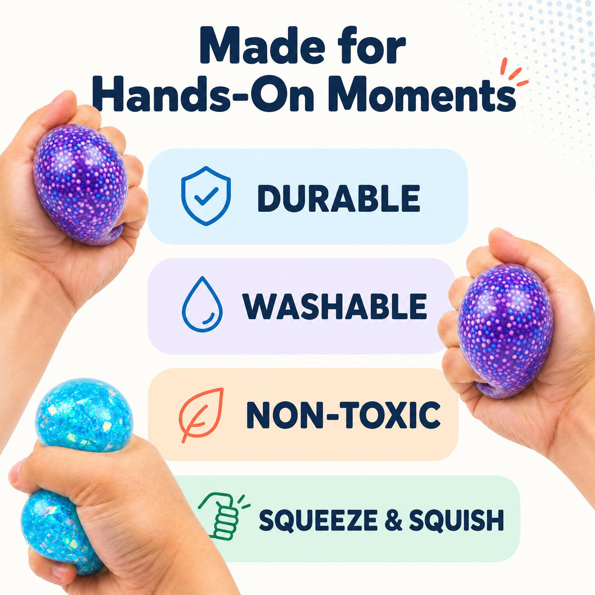 Squeeze Squishy Balls Set, 5Pack Colorful Sensory Fidget Toys Bulk