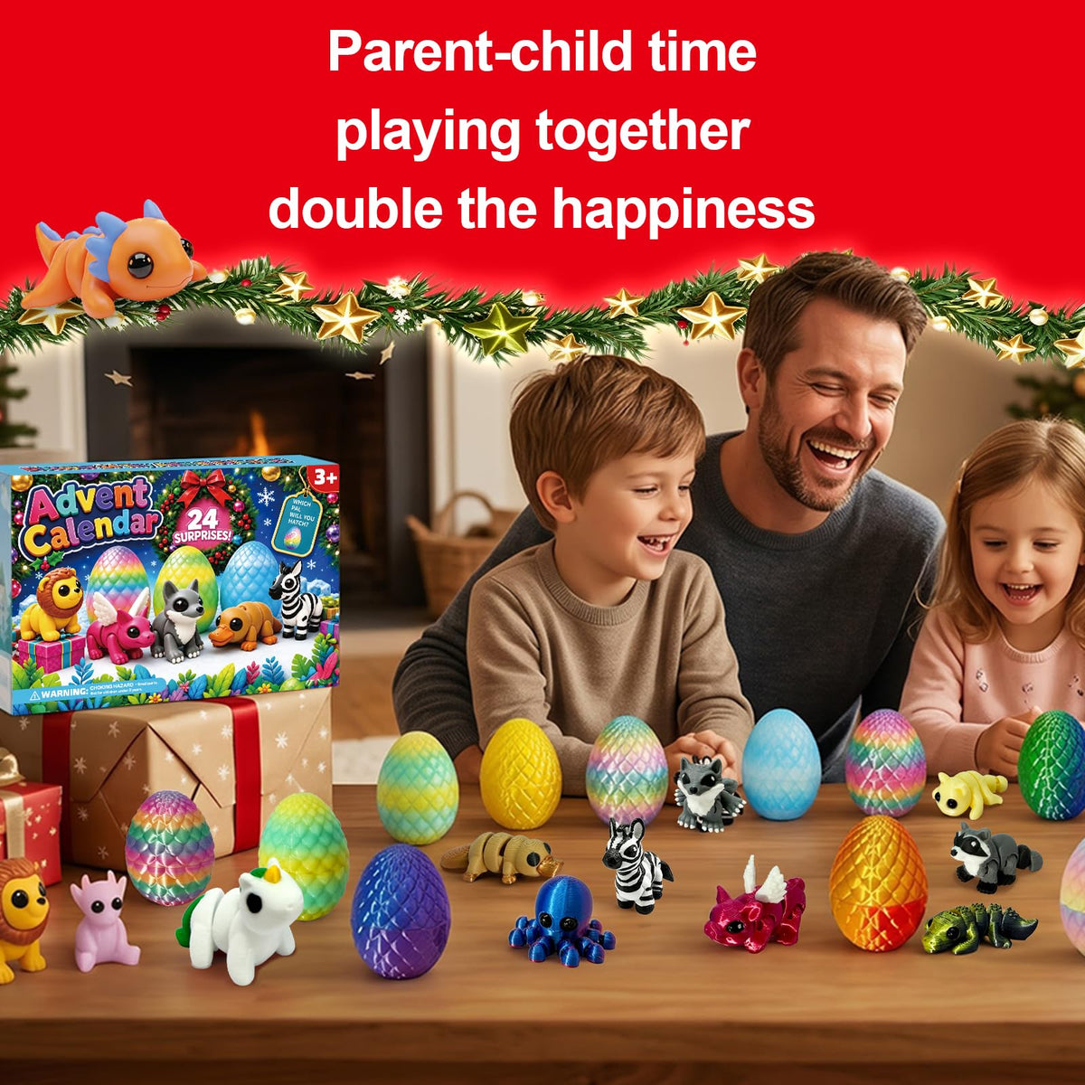 2026 Advent Calendar for Kids: 24days Countdown Calendar 24pack 3d-Printed-Eggs with 3d-Animals Toys, Gifts for Kids Boys Girls