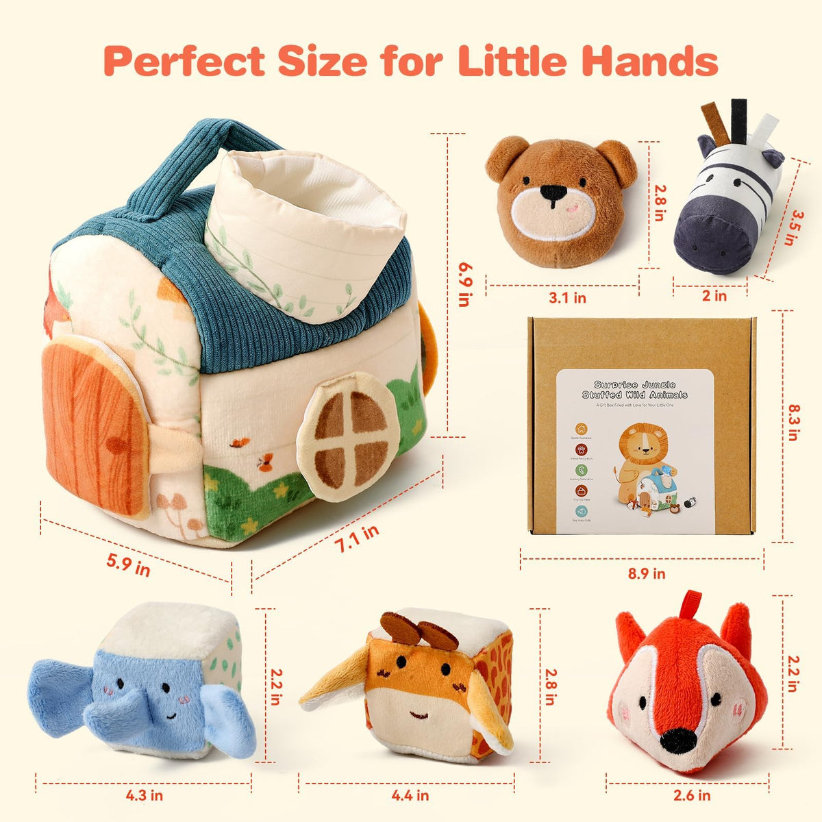 Baby Sensory Toys 6-12 Months Soft Rattle Plush Barn Animal Baby Boy Gifts