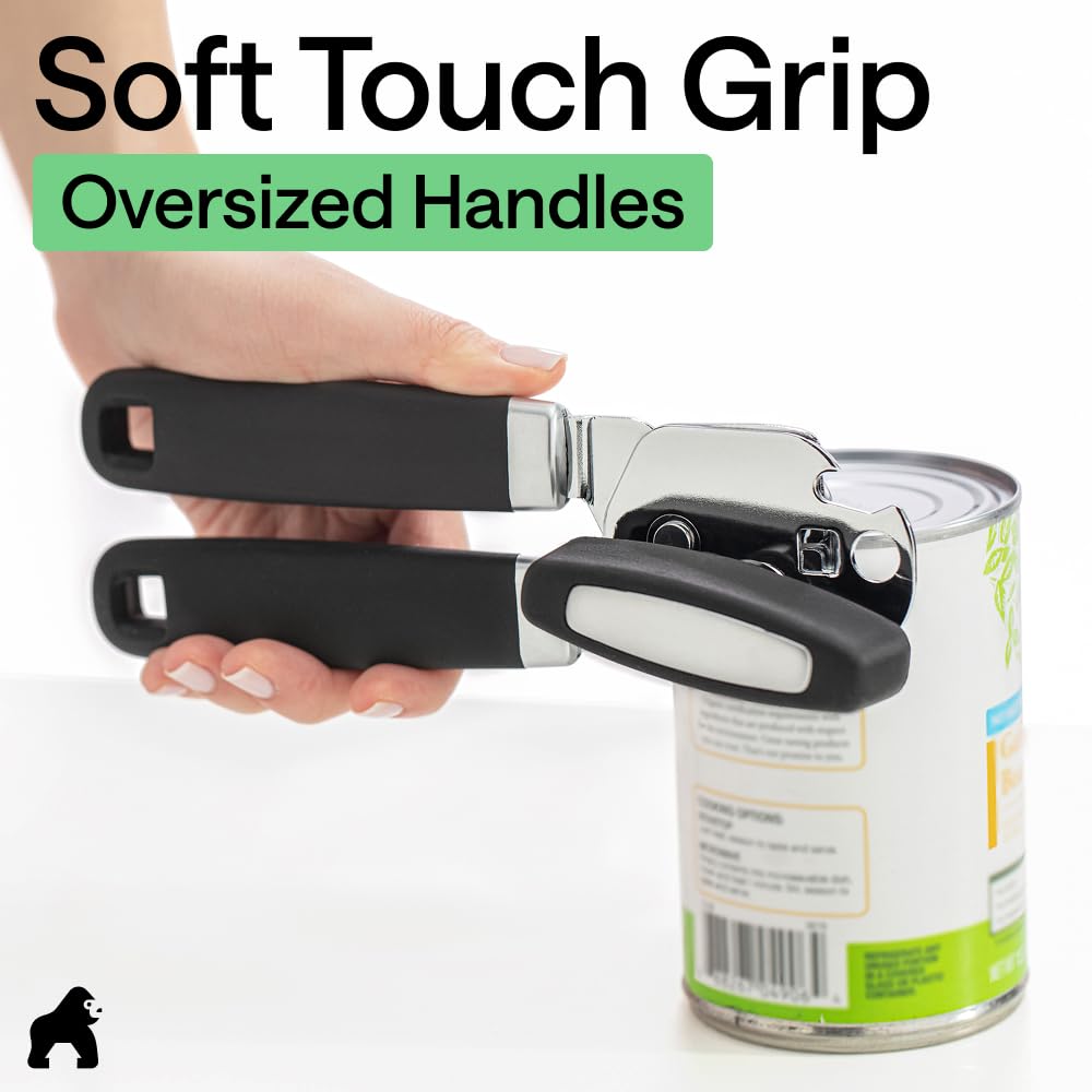 GORILLA GRIP Upgraded Model Stainless Steel Manual Can Opener, Black