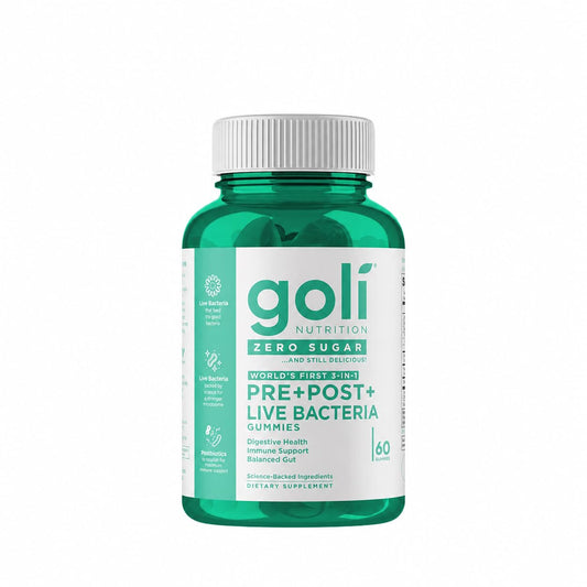 Goli Zero Sugar Pre Pro Postbiotic Gummies - Worlds First 3-in-1 with DE111, XOS, MCC1849 - No Sugar Alcohols - Vegan, Keto-Friendly, Non-GMO