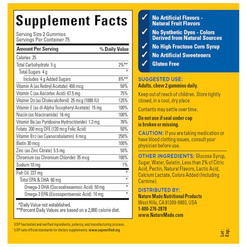 Nature Made Mens Multivitamin Gummies with Omega-3, 150 Count