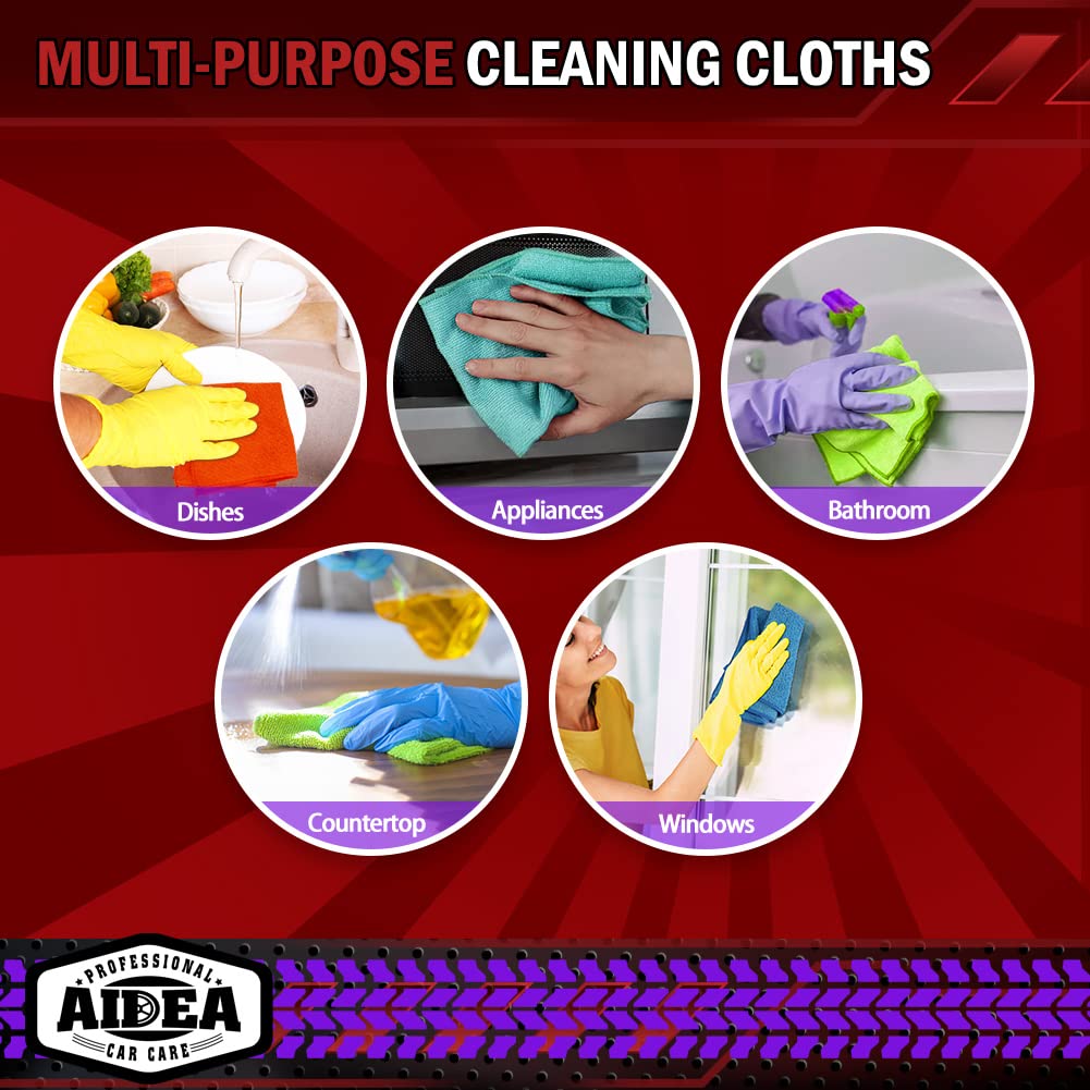 AIDEA Microfiber Cleaning Cloth 20PK, Microfiber Towels for Cars 12"×12"