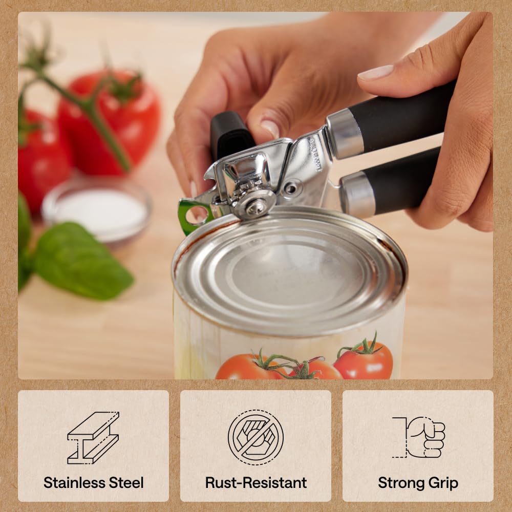 GORILLA GRIP Upgraded Model Stainless Steel Manual Can Opener, Black