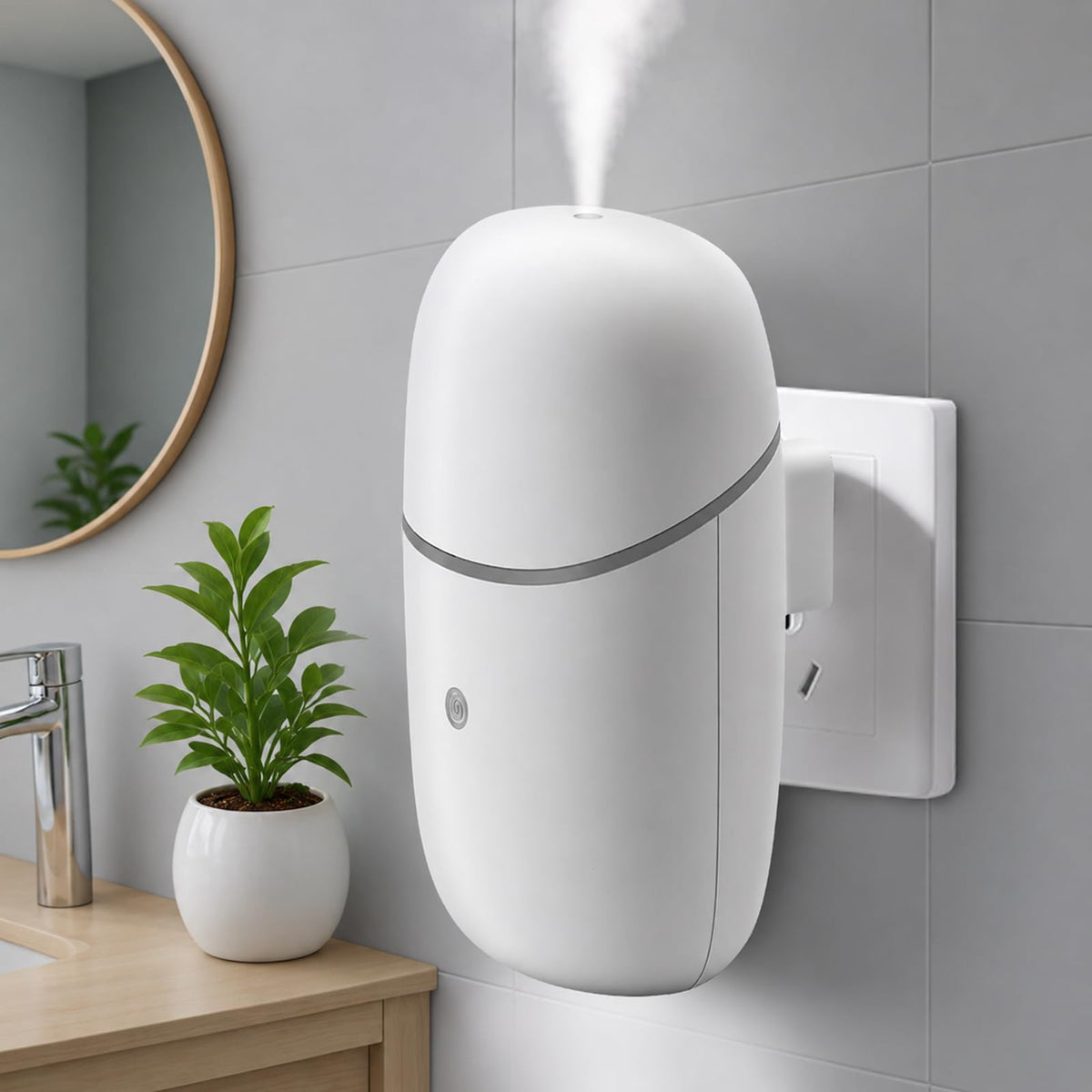 Miferdin Waterless Diffuser, Quiet Essential Oil Diffuser with Low/High Modes and Timer, Cold Plug in Diffuser with Night Light, Wall Aromatherapy Diffuser for Home, Bedroom, Bathroom, Outlet, White