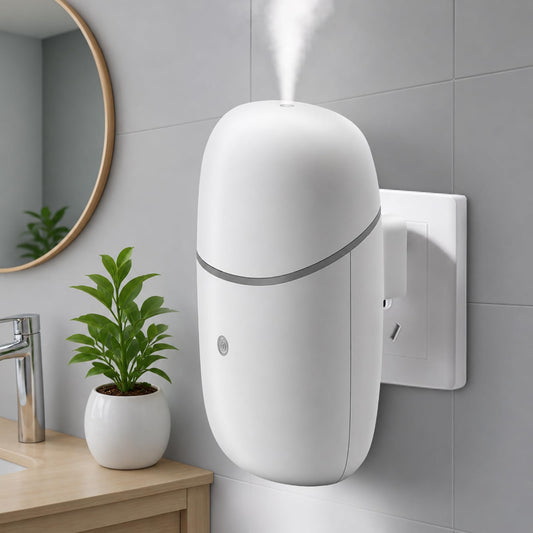 Miferdin Waterless Diffuser, Quiet Essential Oil Diffuser with Low/High Modes and Timer, Cold Plug in Diffuser with Night Light, Wall Aromatherapy Diffuser for Home, Bedroom, Bathroom, Outlet, White