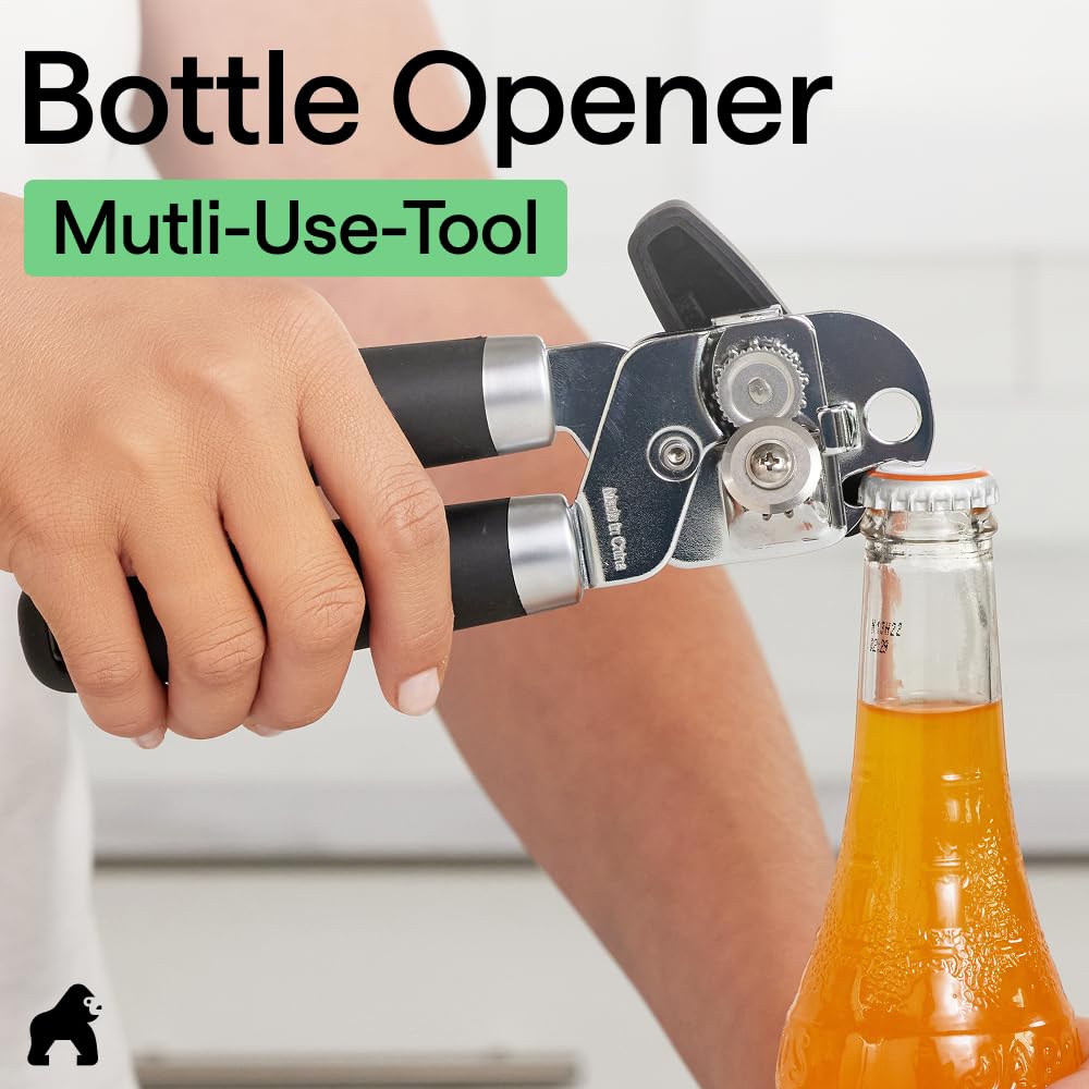 GORILLA GRIP Upgraded Model Stainless Steel Manual Can Opener, Black
