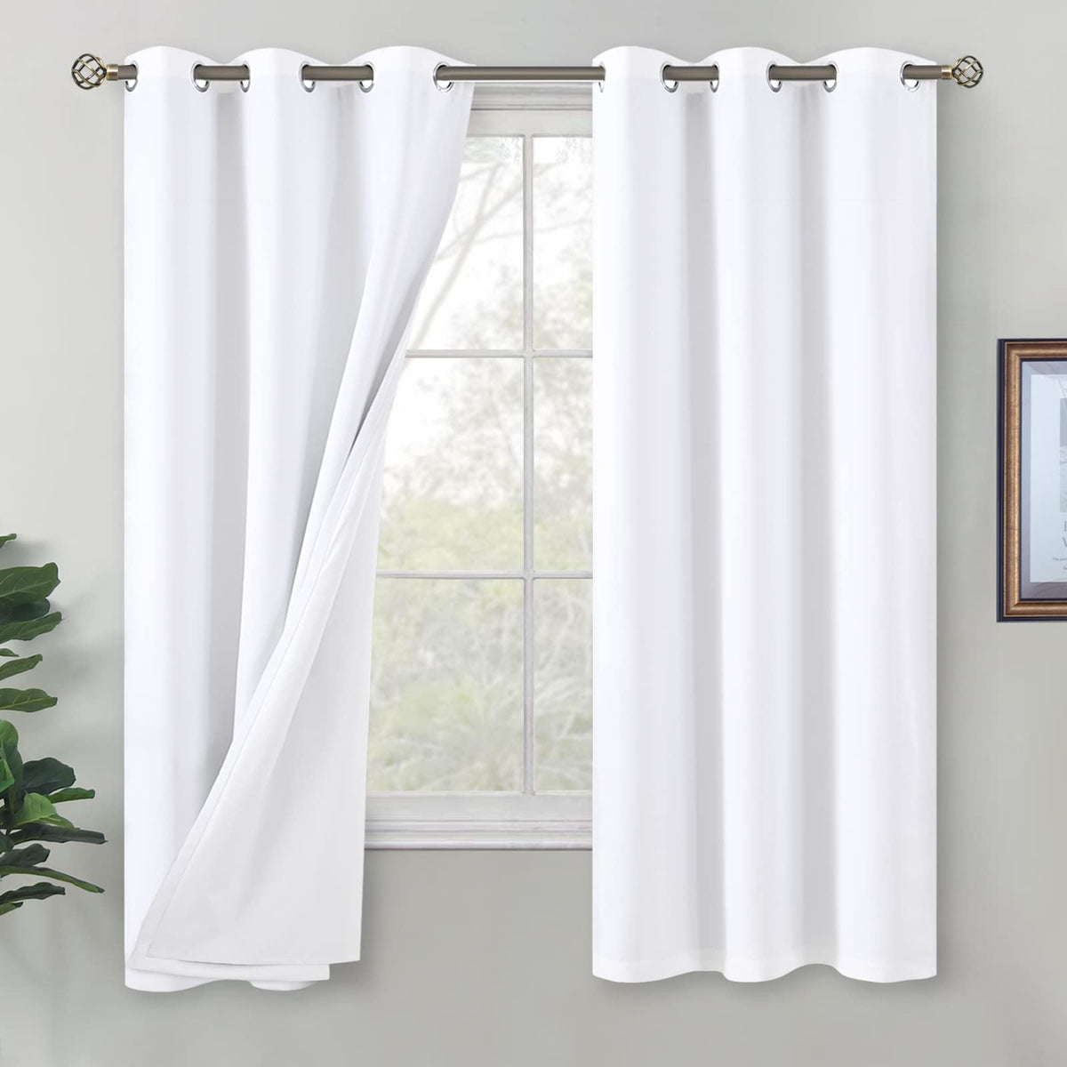 BGment White Blackout Curtains for Bedroom 63 Inch Length 2 Panels Set