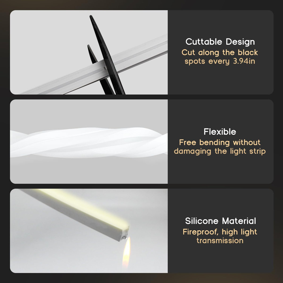 VOEWT LED Strip Lights Warm White 3000K,9.8ft 110-120V Neon Rope Lights,Flexible Silicone Outdoor Waterproof Neon Strip Lights for Bedroom,Mirror,Kitchen Cabinet, Living Room,Halloween Decor