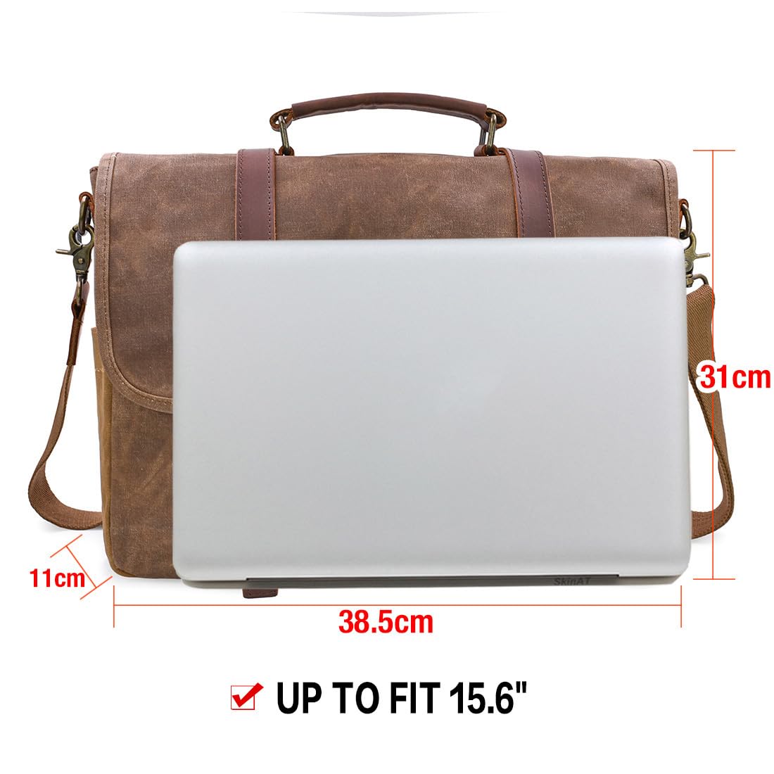 NEWHEY Mens Messenger Bag 15.6 Inch Business Office Work Briefcase Brown