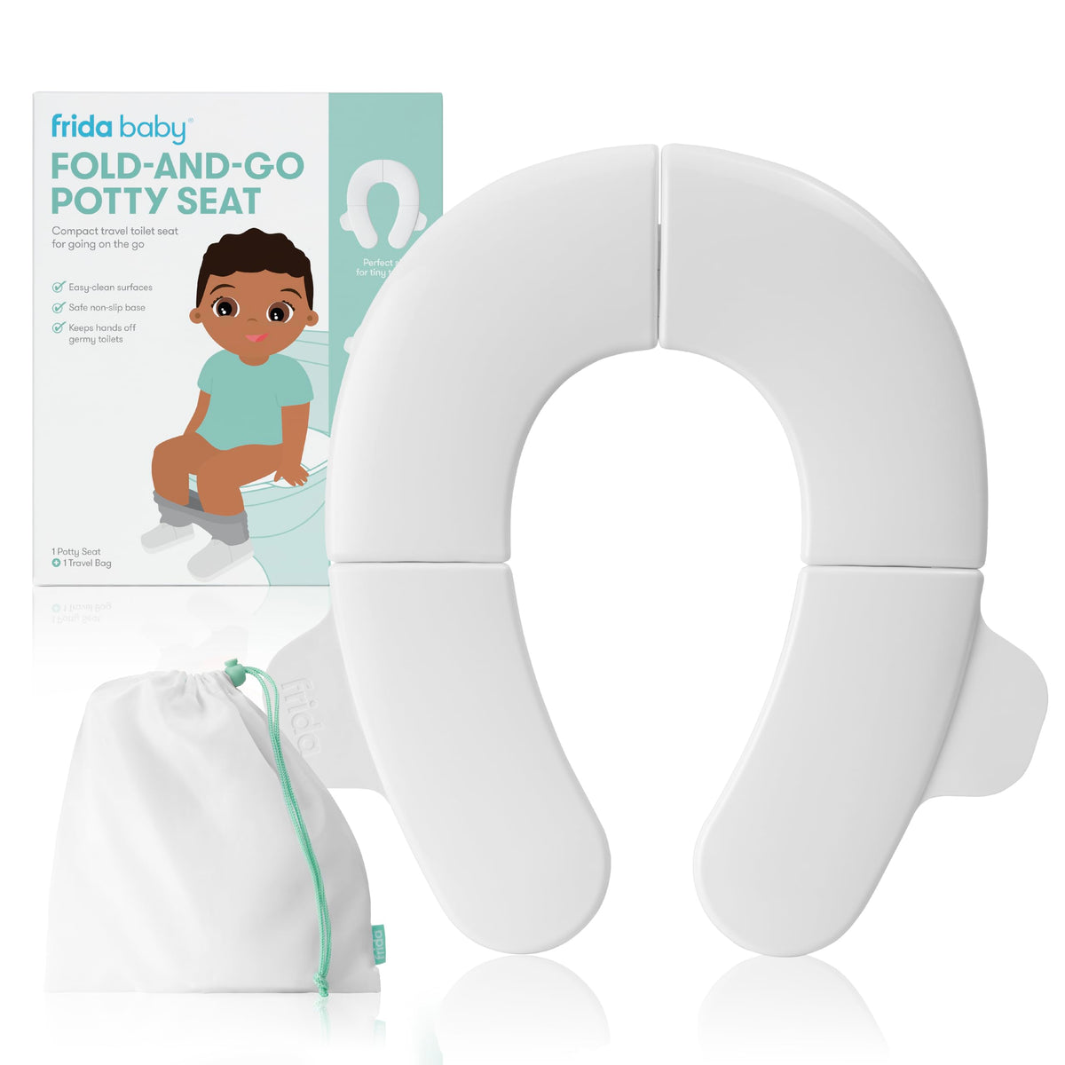 Frida Fold-and-Go Portable Potty Seat for Toilet, Toddlers, Free Bag