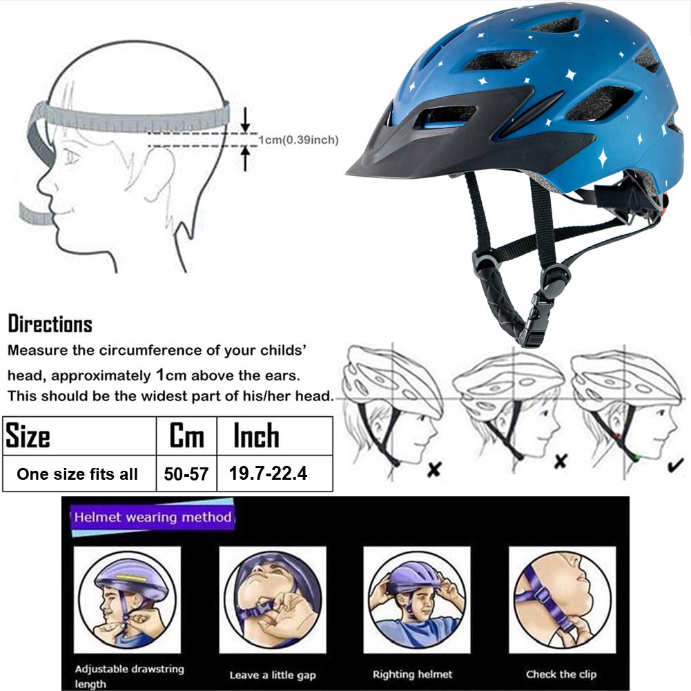 Bavilk Kids Bike Helmet with LED Light for Youth Teen Toddler Boys Girls