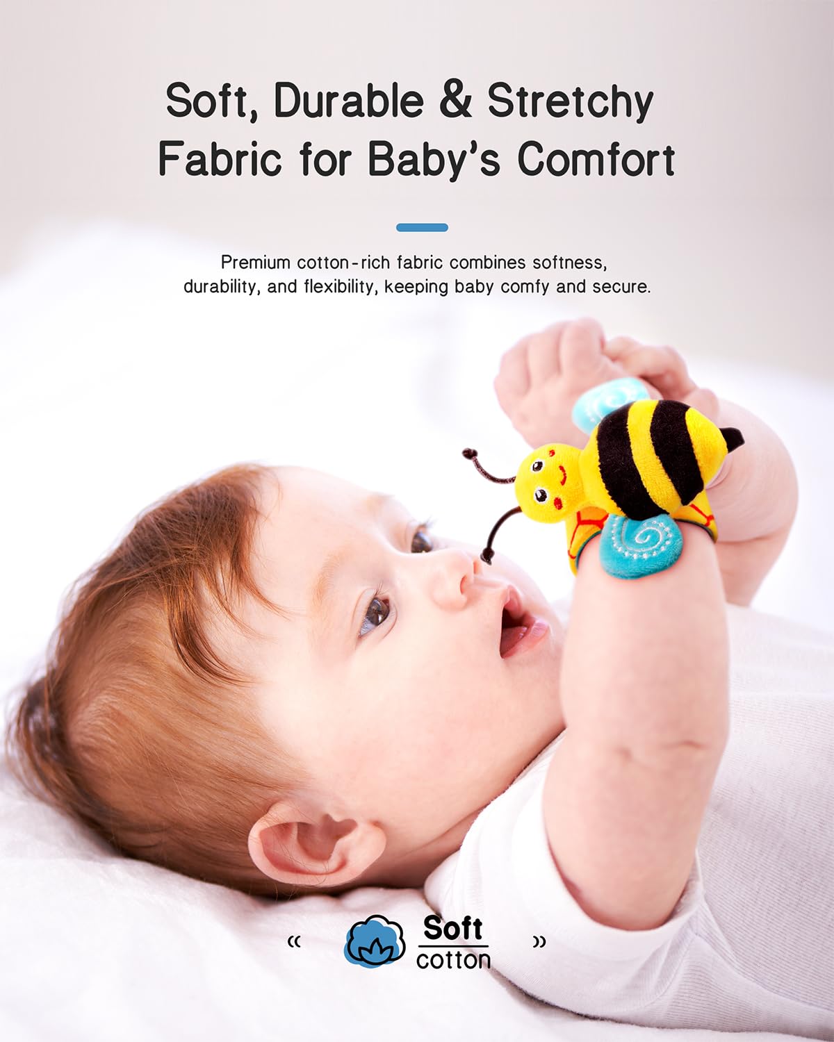 Infinno Wrist Rattles and Foot Finder Socks Set, Baby Toys for 0-12 Months