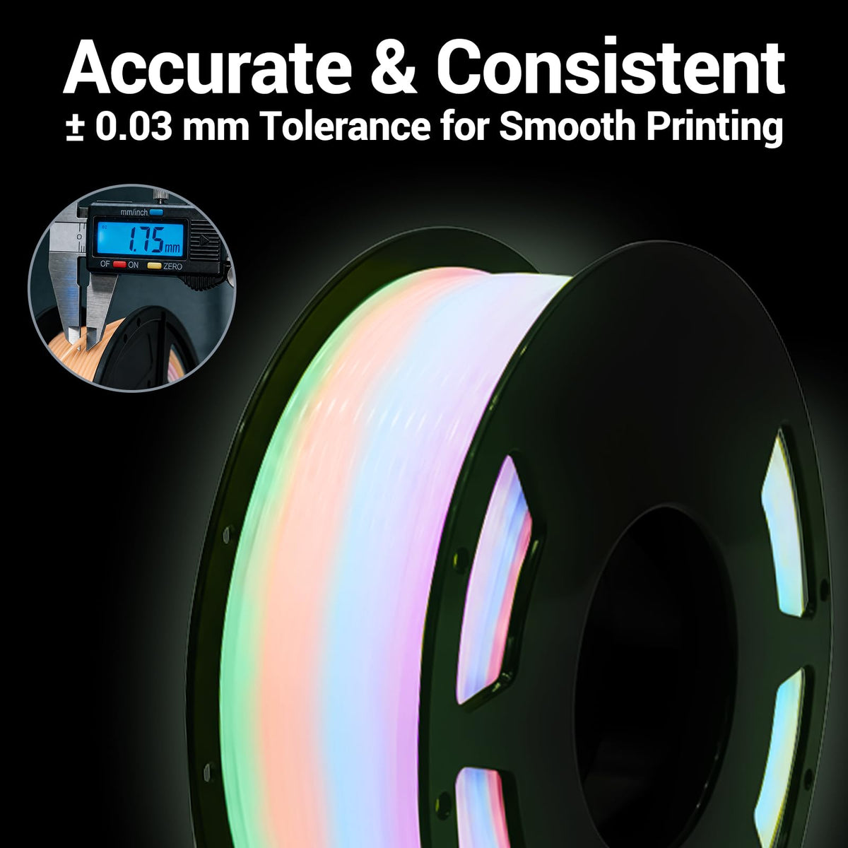 Meuymeu 8P Multicolor Glow in the Dark PLA+ & Tricolor Silk Filament 1.75mm