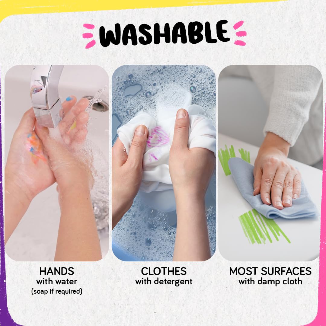 24 Thin Washable Paint Sticks for Kids, Painting Crayons w/Coloring Book