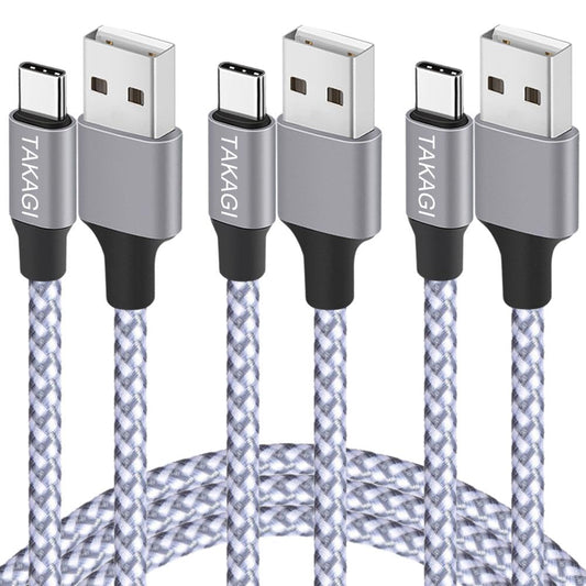USB C Cable Fast Charging Nylon Braided 3Pack 6ft USB A to Type C Cord