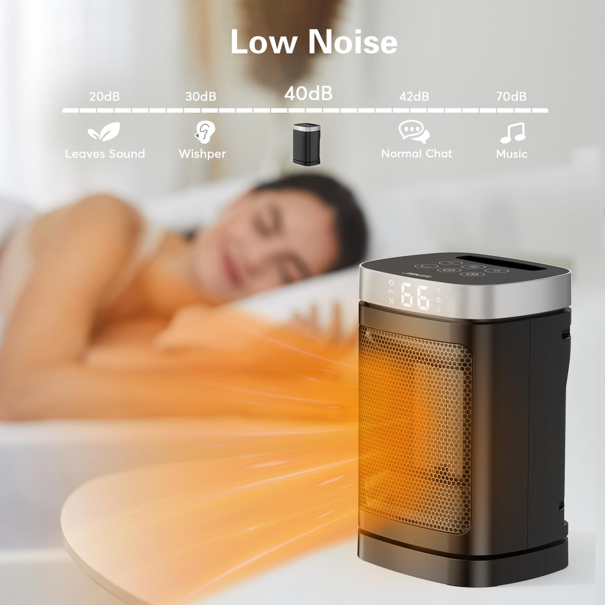 JIBUFI Portable Space Heater for Indoor Use with 70° Oscillation and Remote
