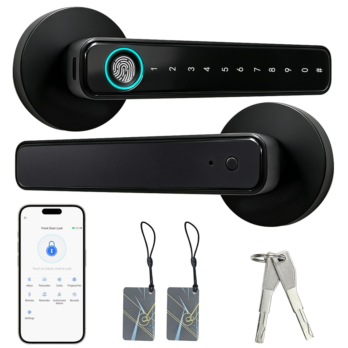 Orcahived Fingerprint Door Lock with Keypad, 5-in-1 Smart Door Knob