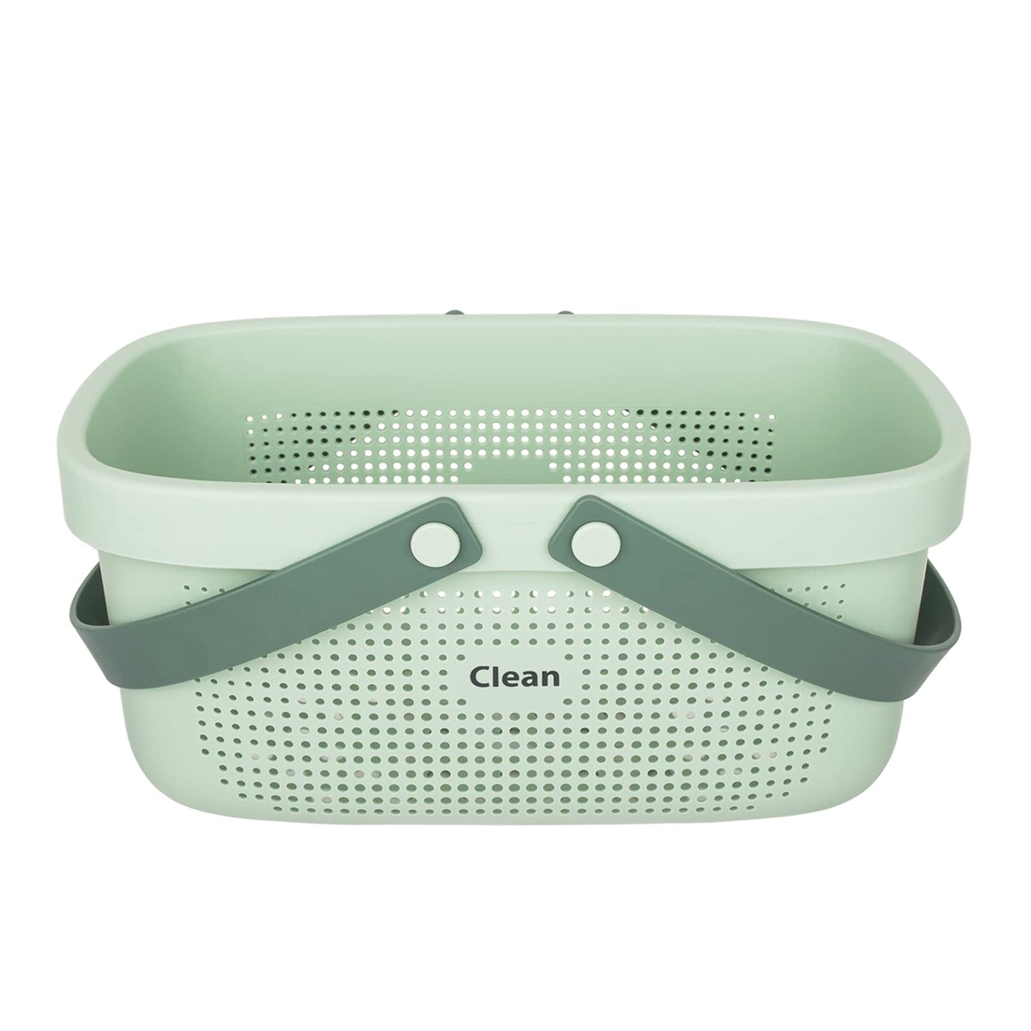 JiatuA Plastic Storage Basket with Handle Portable Shower Caddy Tote Organizer Basket Bin for Bathroom Kitchen Dorm Room Bedroom, Green
