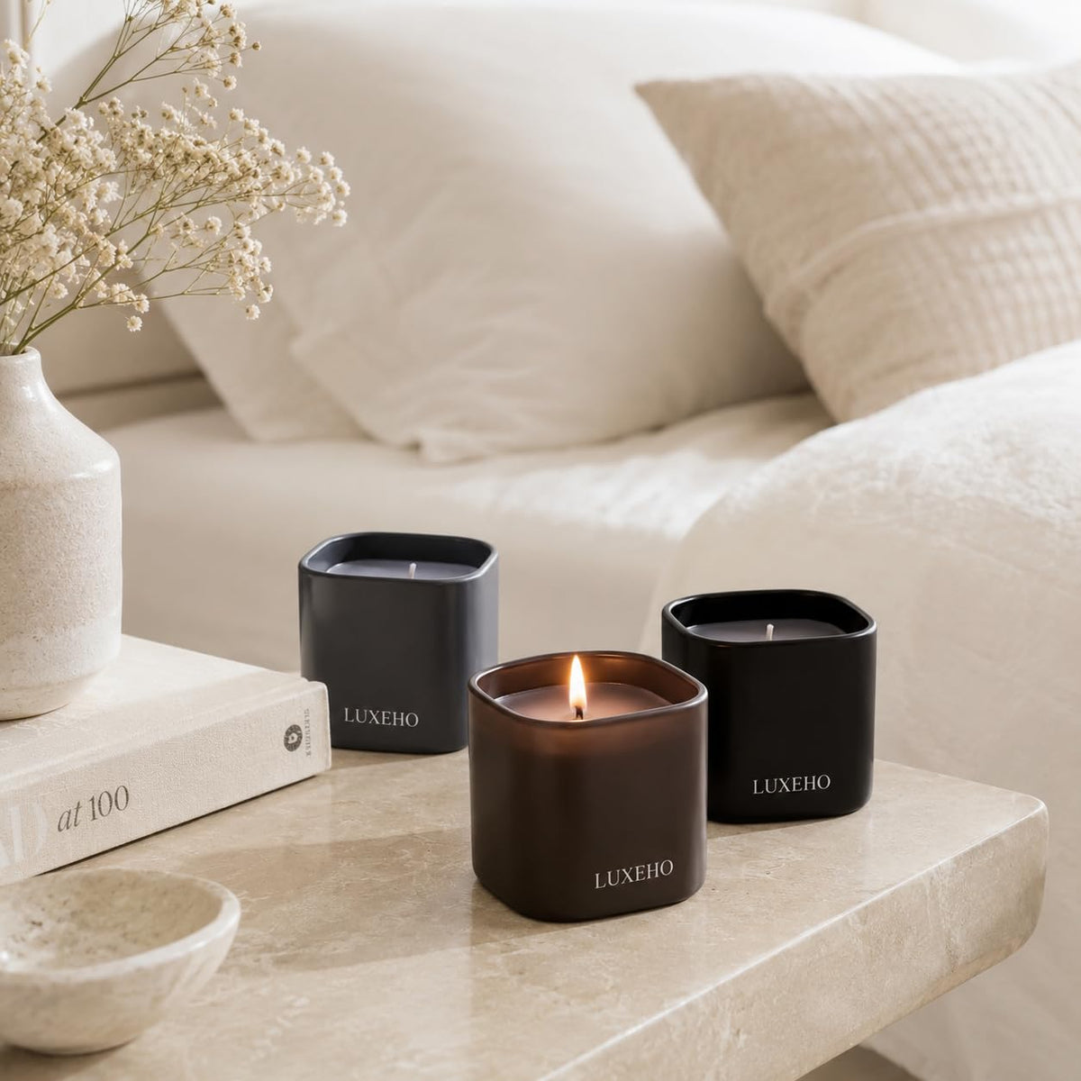 Luxury Scented Candle Gift Set, 3-Pack Soy Candles for Home by LUXEHO