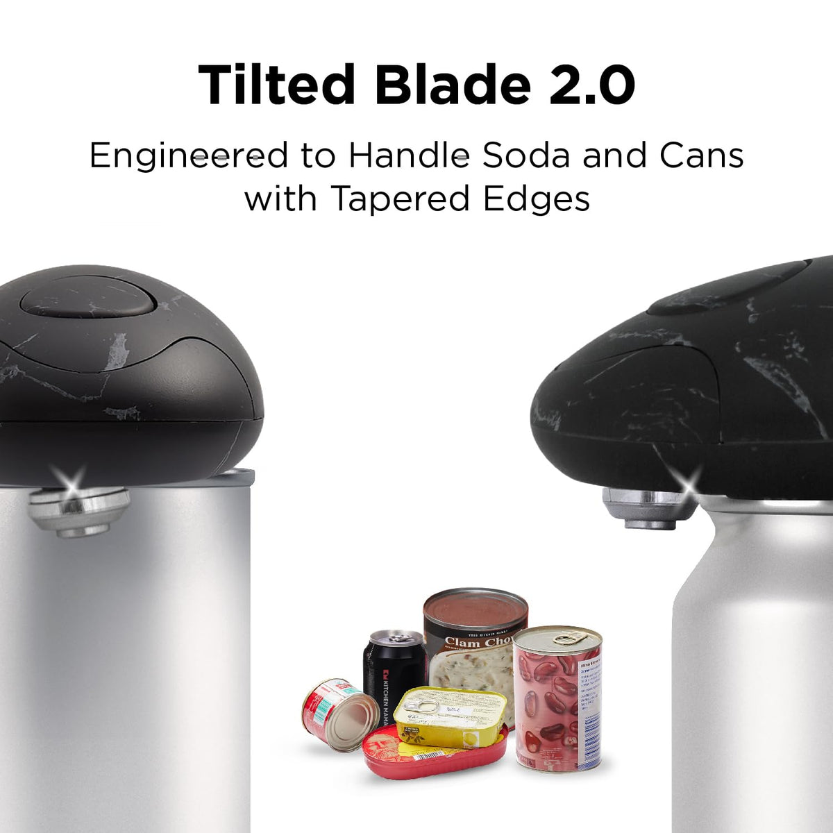 Kitchen Mama Auto 2.0 Electric Can Opener, Cordless, Marble Black