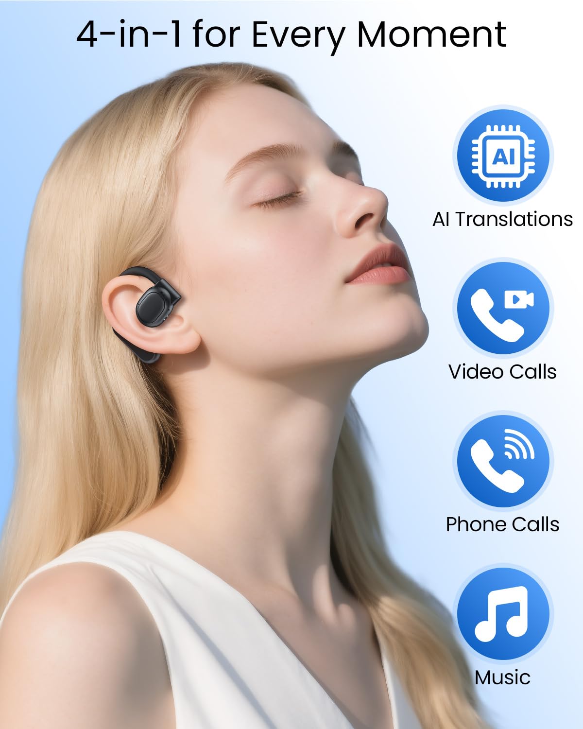 AI Translation Earbuds Real Time 164 Languages 80H Playtime Translator Ear Buds Audifonos Traductores Inglés Español Wireless Earphones Bluetooth AI Headphone for Travel Meeting Learning K08