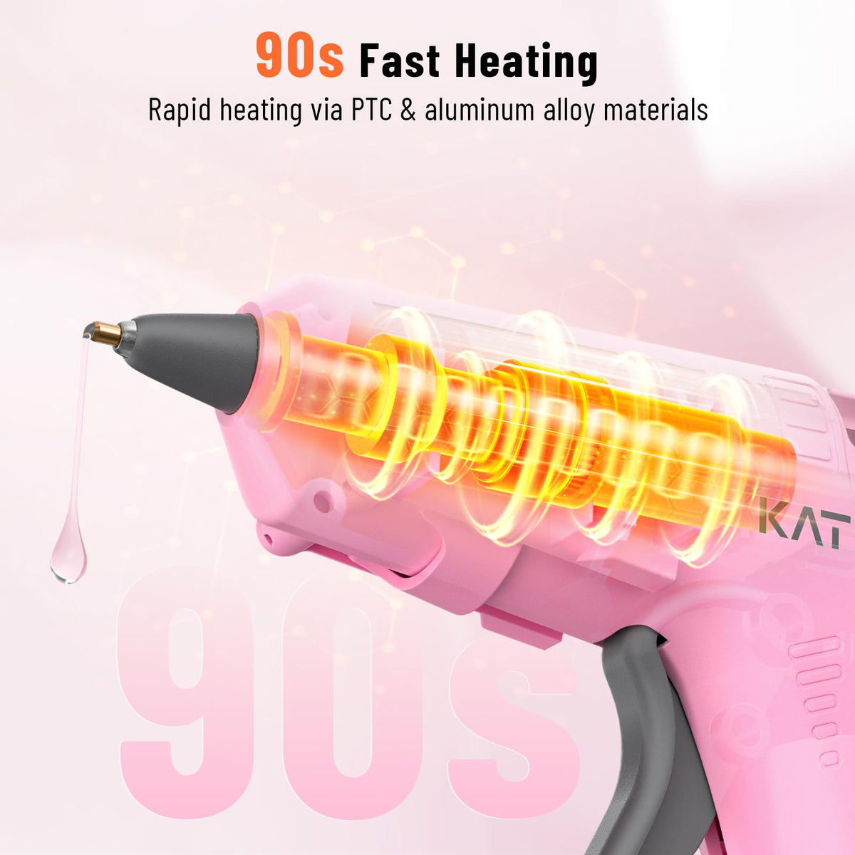 Katerk 3.7V Cordless Hot Glue Gun Kit with 15 Glue Sticks, 90s Fast Heating