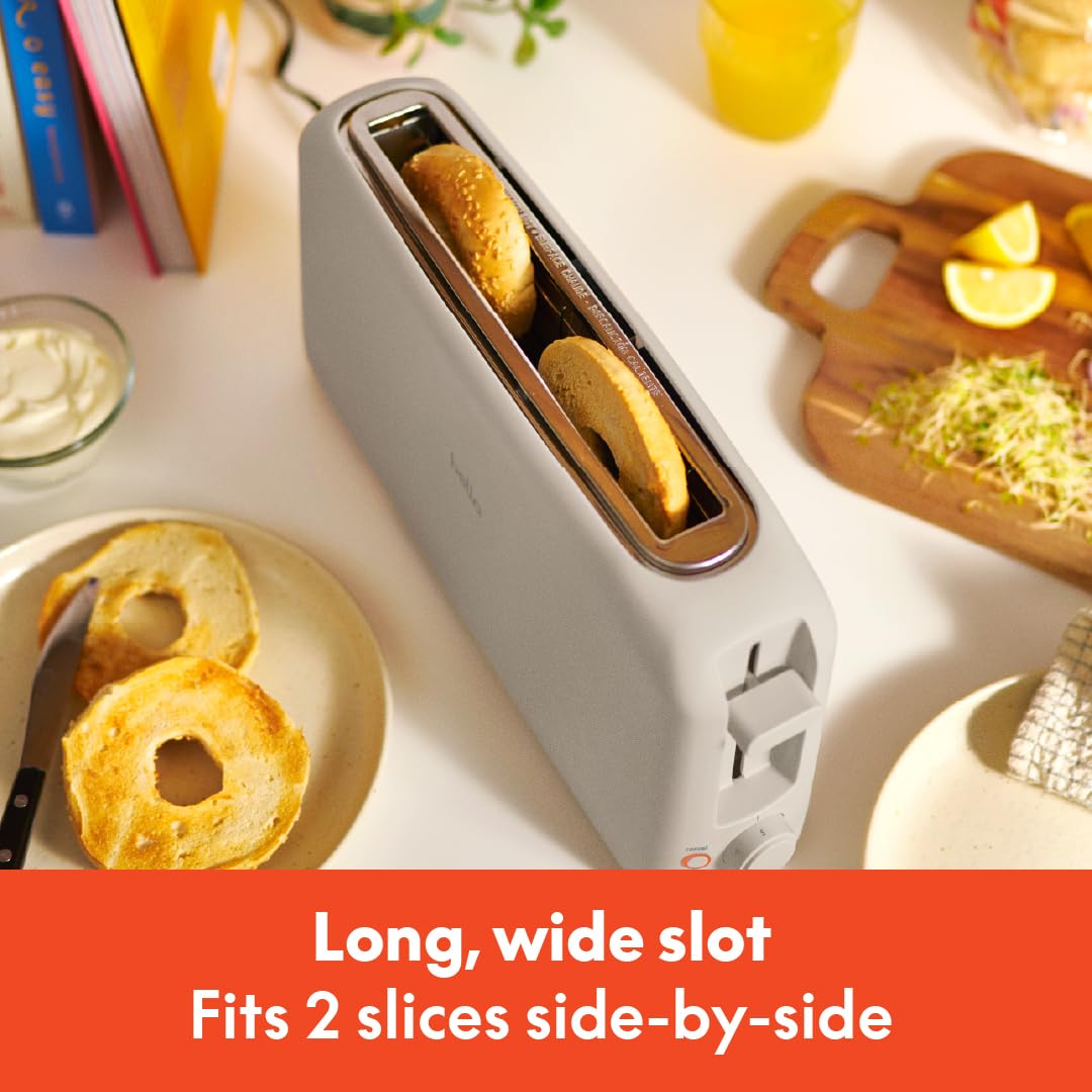 bella Fits-Anywhere™ 2-Slice Slim Toaster, Long Slot & Extra Wide, Oatmilk