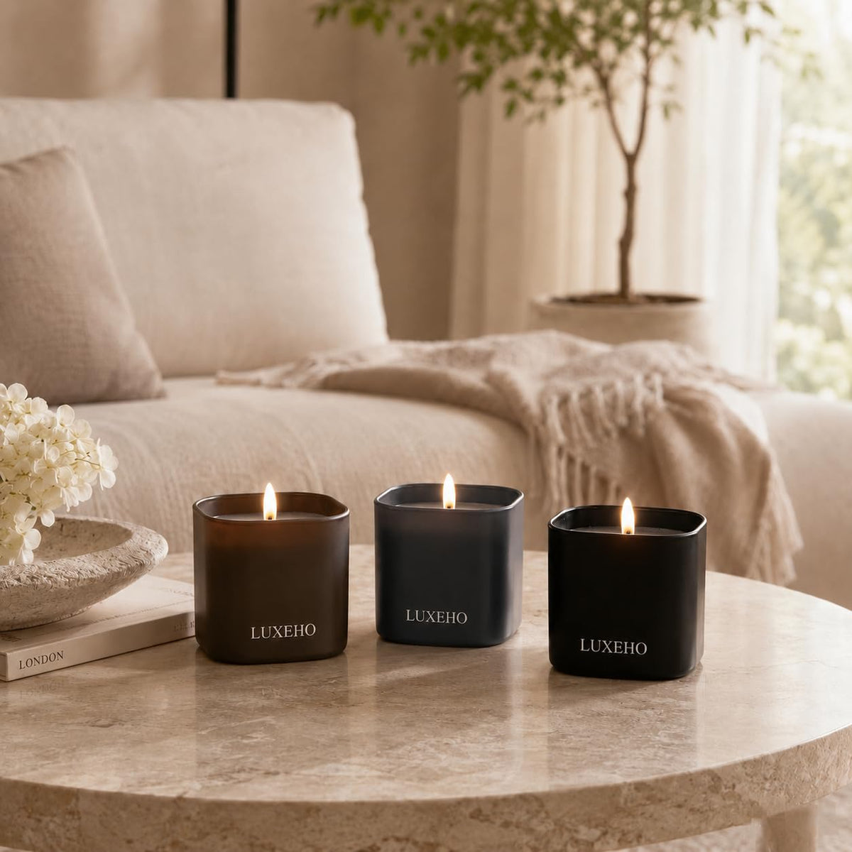 Luxury Scented Candle Gift Set, 3-Pack Soy Candles for Home by LUXEHO