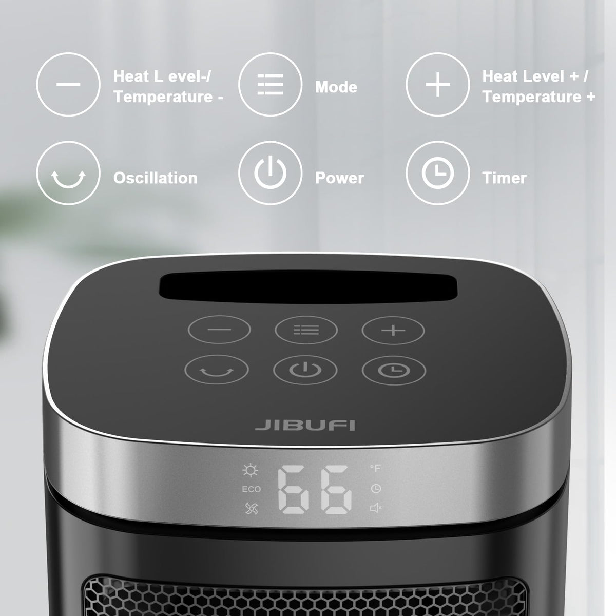 JIBUFI Portable Space Heater for Indoor Use with 70° Oscillation and Remote