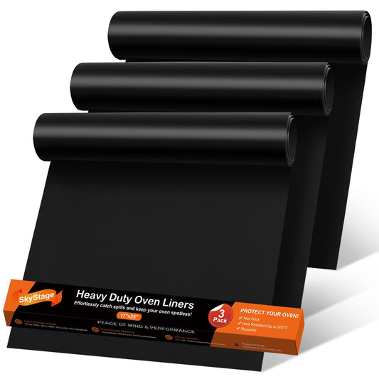 3 Pack Oven Liners for Bottom of Oven, 17"x 25" Non-Stick Reusable Oven Mat
