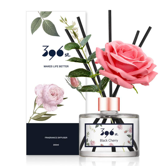 396 st. Rose Flower Reed Diffuser, Black Cherry, 200ml(6.7oz) / Reed Diffuser Sets, Home Fragrance, Scented Oils, Home & Bathroom Décor