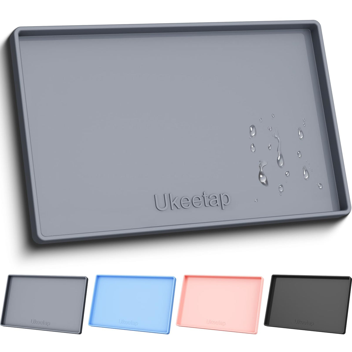 34" x 22" Extra Thick Silicone Mat Waterproof with Raised Edge,