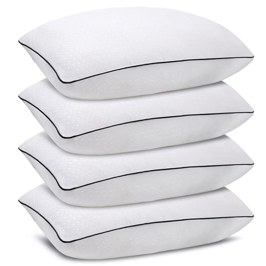 Higoom Standard Size Bed Pillows for Sleeping 4 Pack,Luxury Hotel Pillows,Comfortable and Supportive,Machine Washable,Suitable for Stomach,Back and Side Sleepers.
