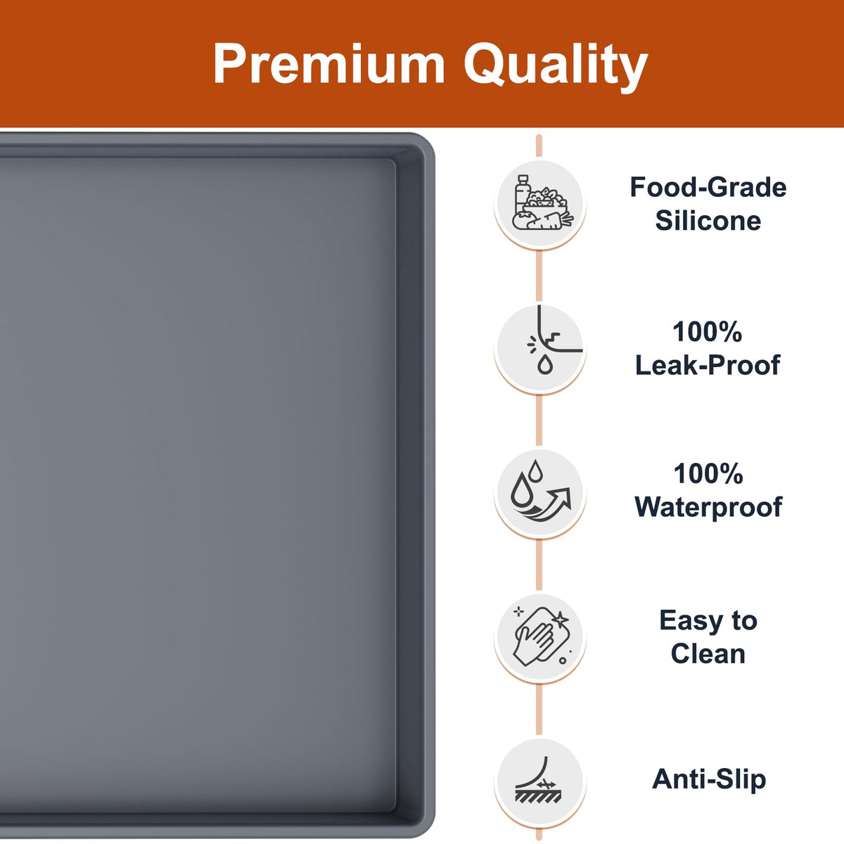 34" x 22" Extra Thick Silicone Mat Waterproof with Raised Edge,