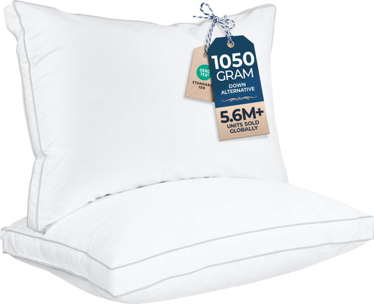 Utopia Bedding Gusset Bed Pillow, Hotel Pillows Queen Size Set of 2, White