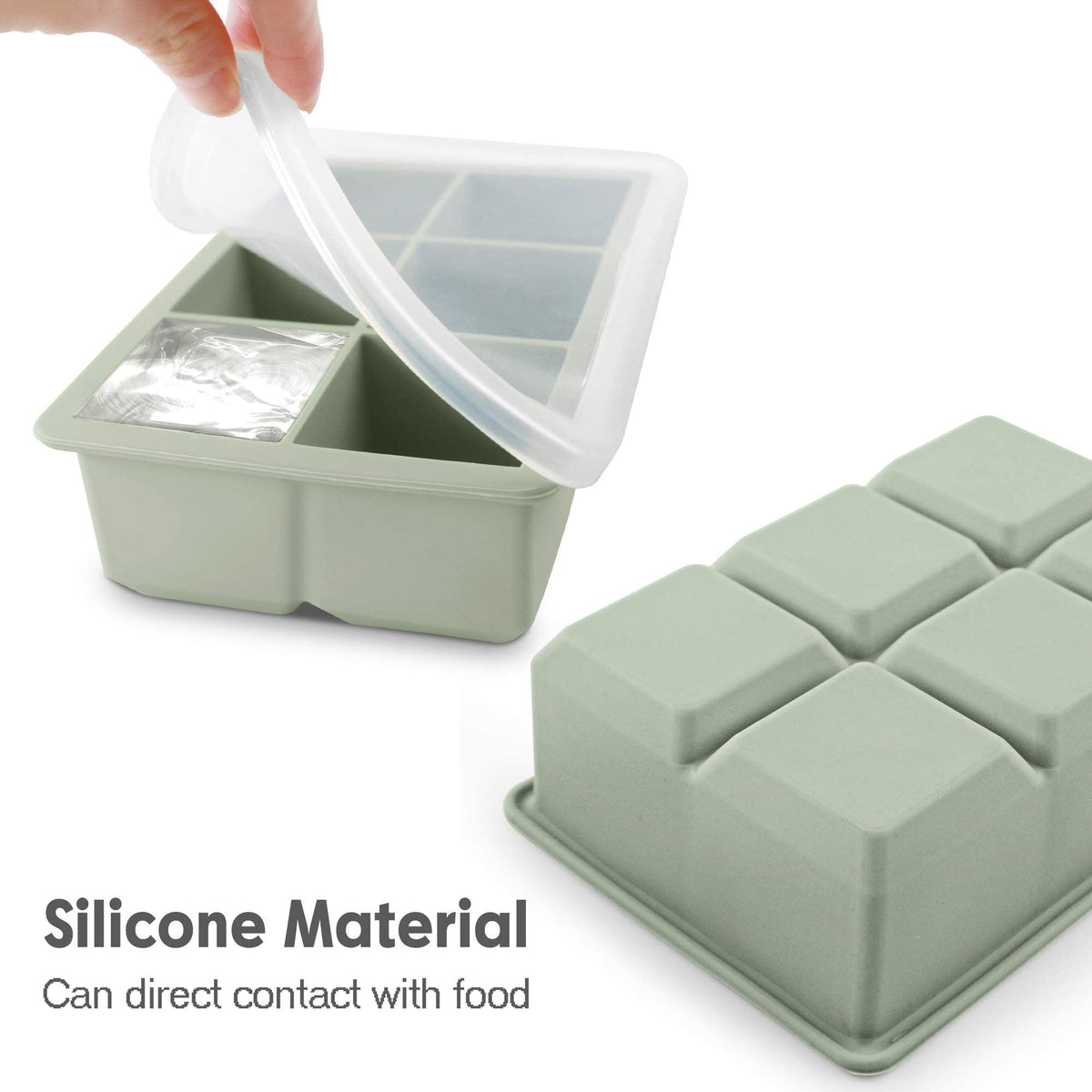 Excnorm Silicone Ice Cube Trays, 3‑Pack Large Square Molds with Lid