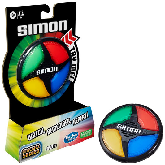 Hasbro Gaming Simon Micro Series Electronic Game for 1 or More Players, Classic Gameplay in a Compact Size, Fun Party Game for Kids Ages 8+, Multi-Color
