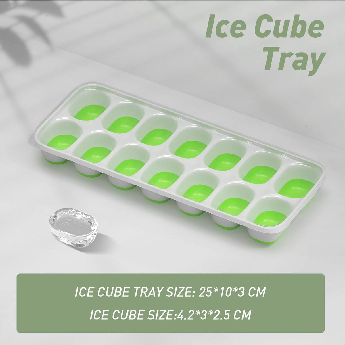 ChefAide 4 Pack Ice Cube Tray, Silicone Ice Cube Trays for Freezer with Lid
