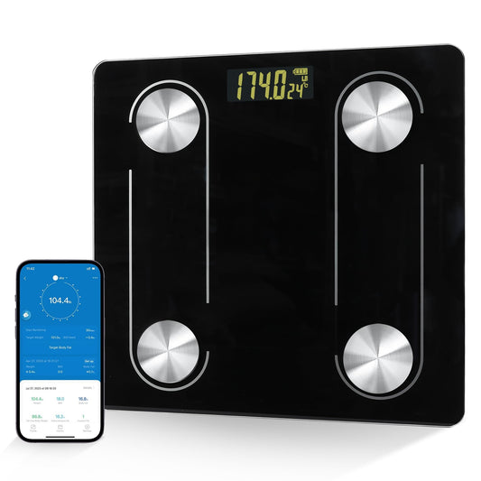 YPENSLZX Digital Scale with Led Display Practical Body Fat Scale, Portable Bathroom Scale with Smartphone App (Black)