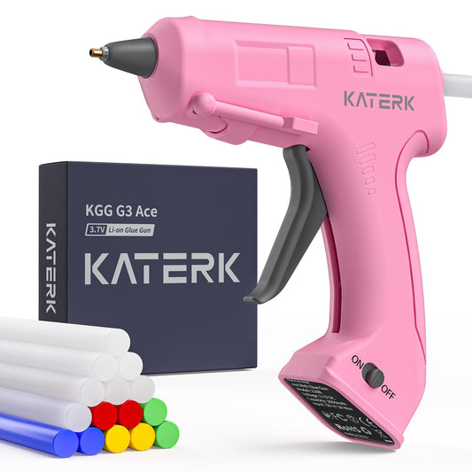 Katerk 3.7V Cordless Hot Glue Gun Kit with 15 Glue Sticks, 90s Fast Heating