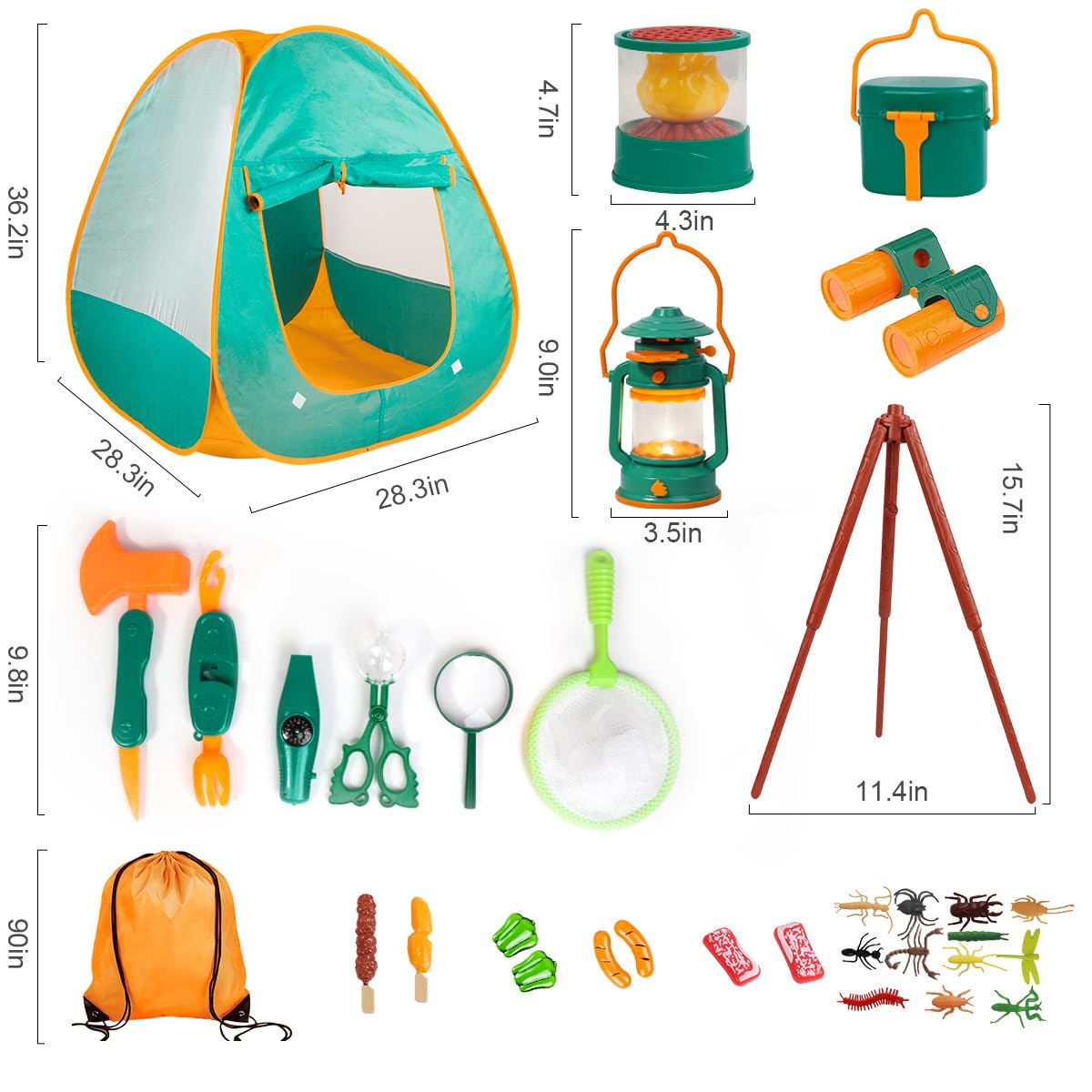 Meland Camping Play Set for Children 3-6, Pretend Adventure Toy Gift